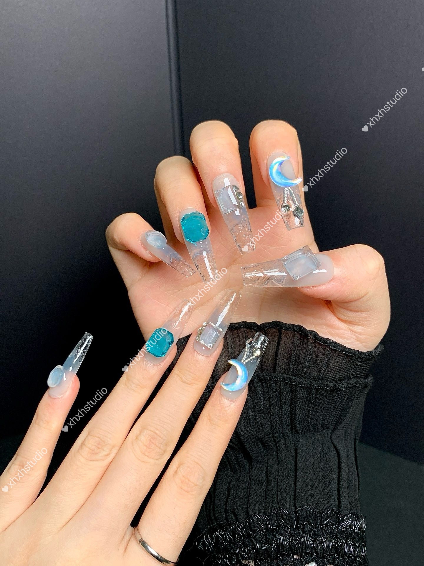 Icy - blue Starry Nail Art