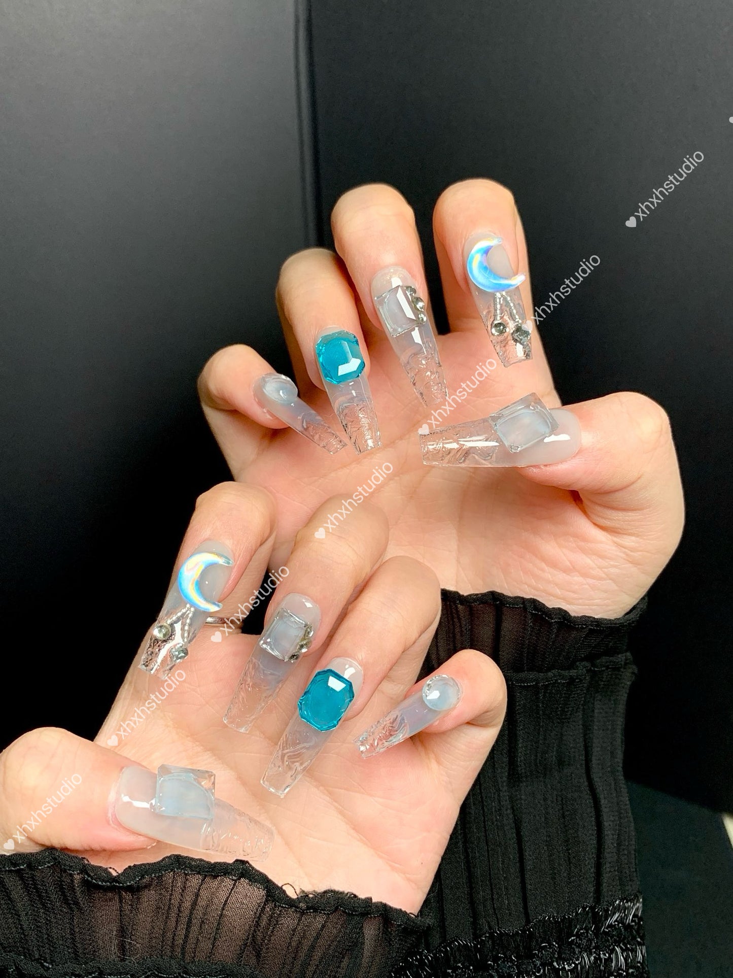 Icy - blue Starry Nail Art