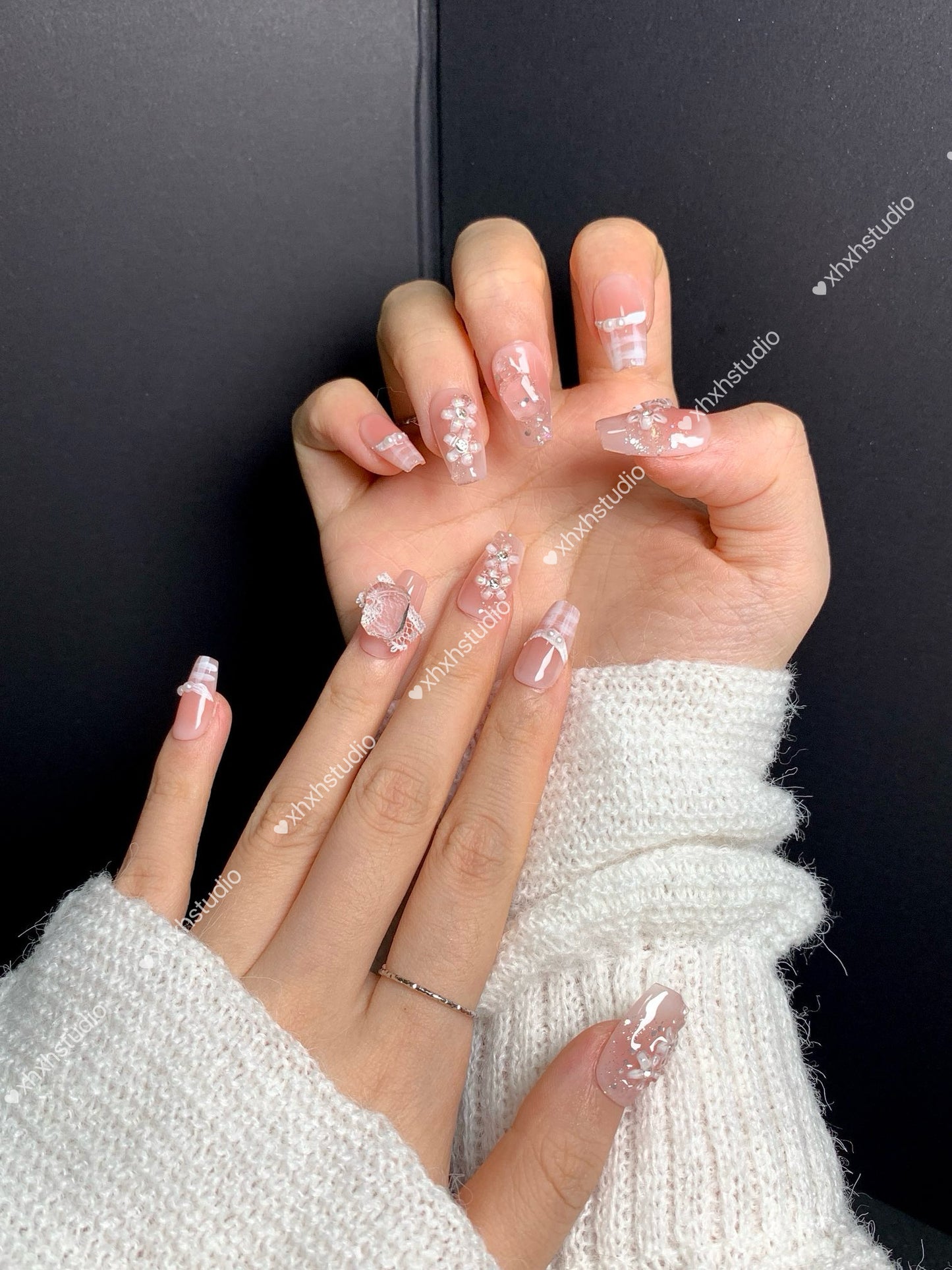 Pink Cherry Love Language Nail Art