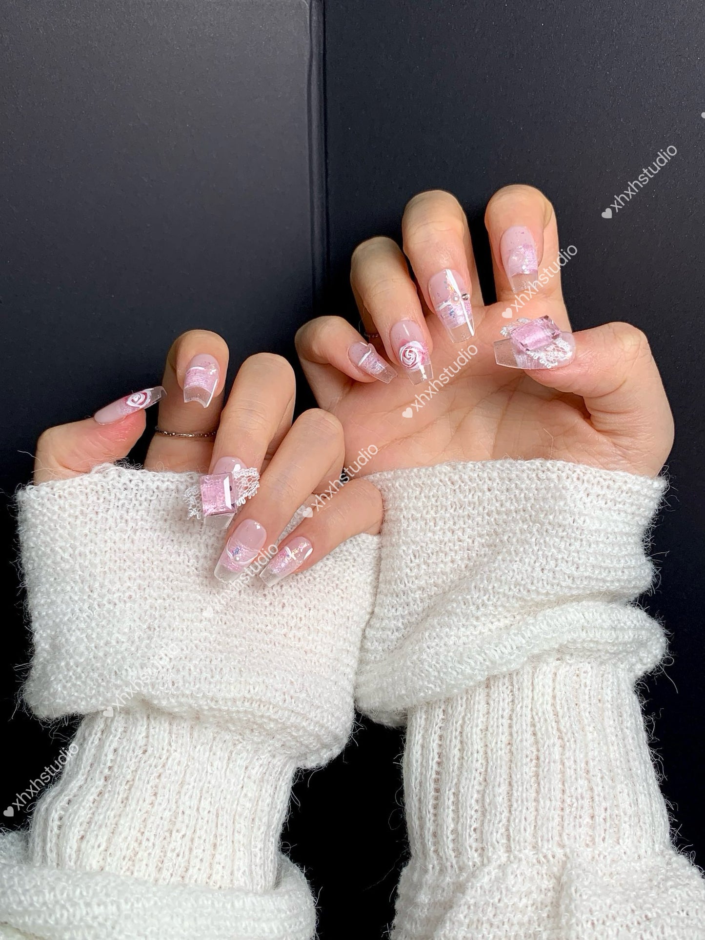 Fantasy Pink Rose Nail Art