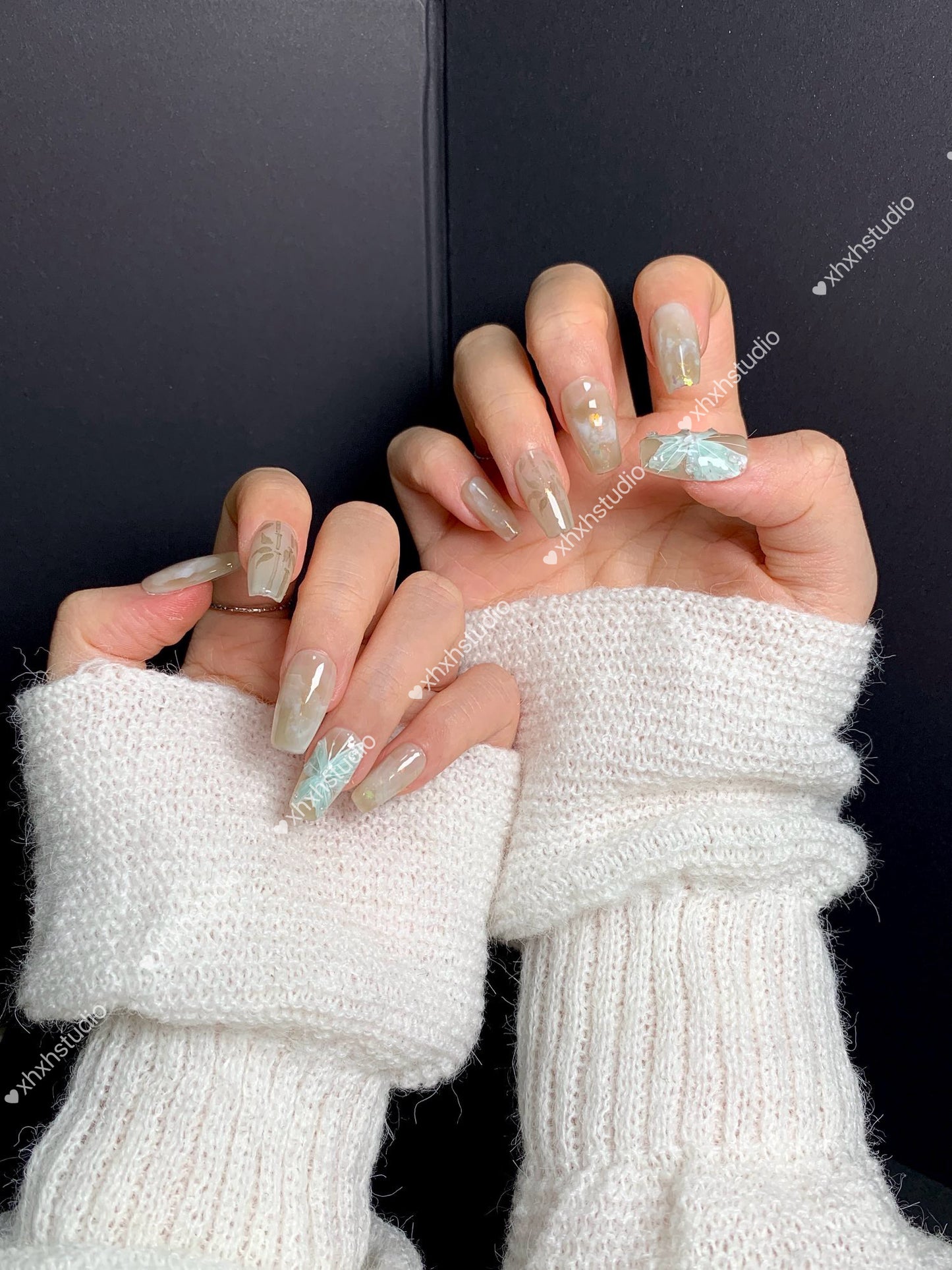 Luminous Butterfly Charm Nail Art