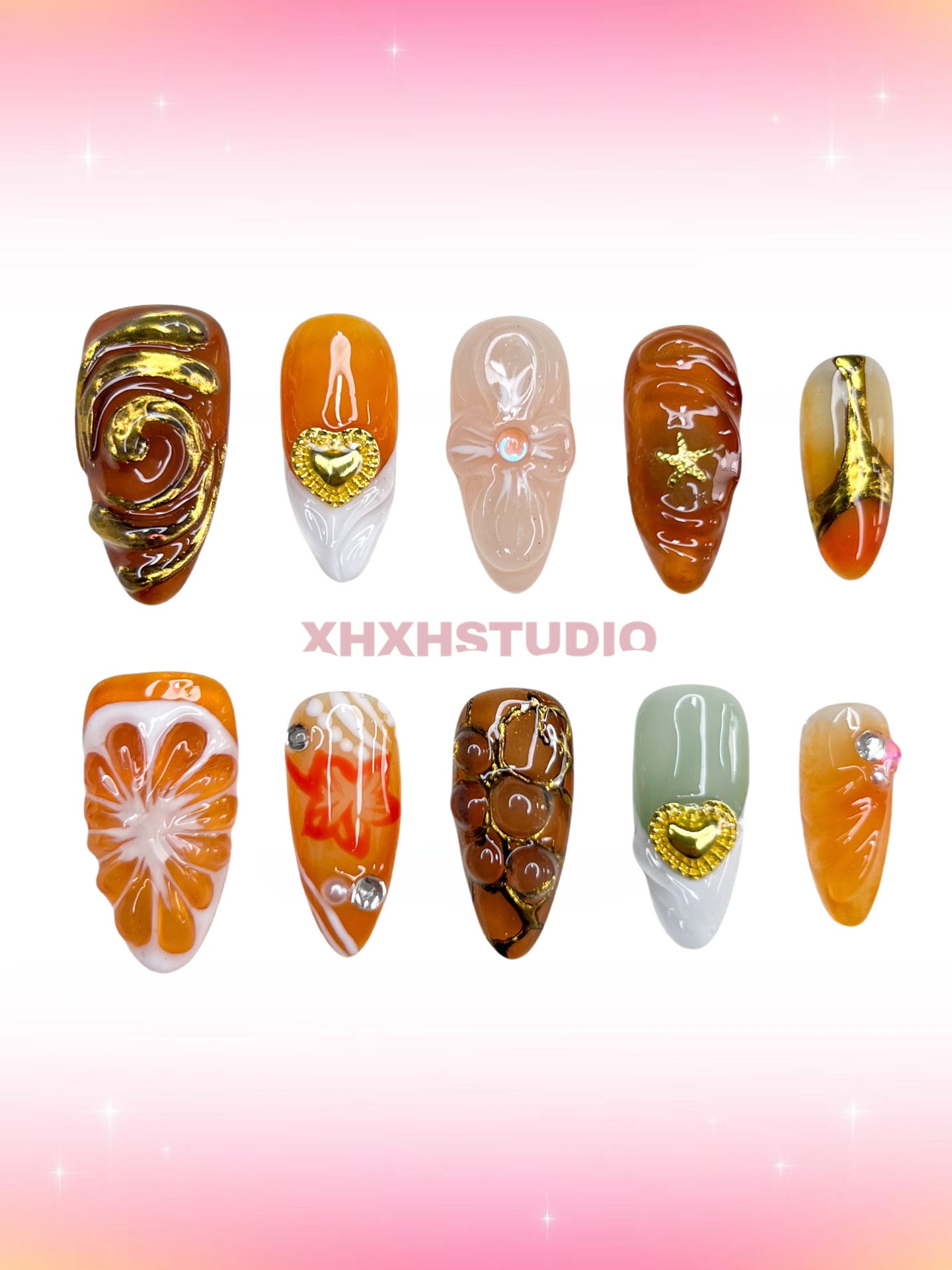Golden - rhyme Warm Color Nail Art