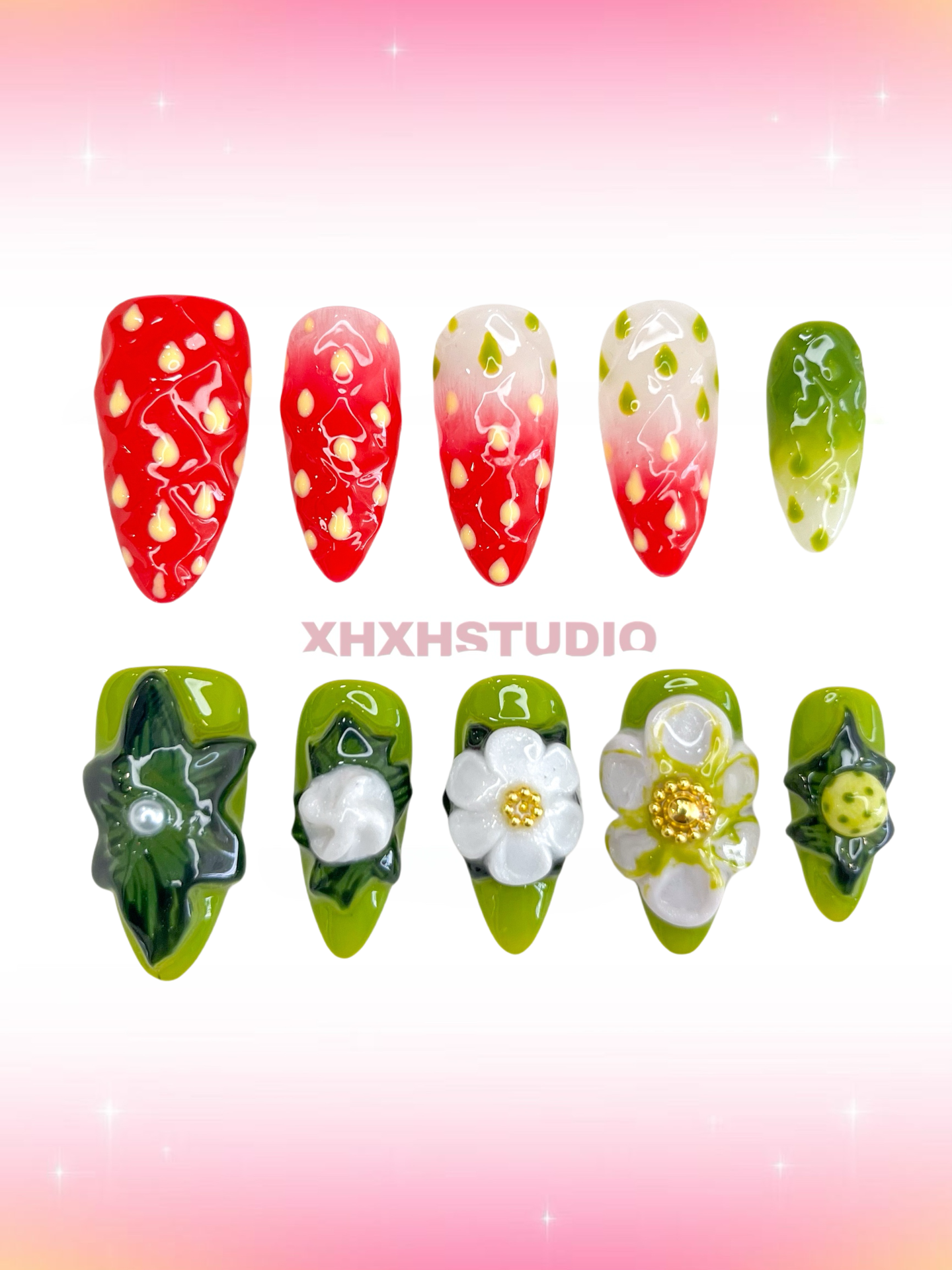 Strawberry - flower Sweet Fun Nail Art