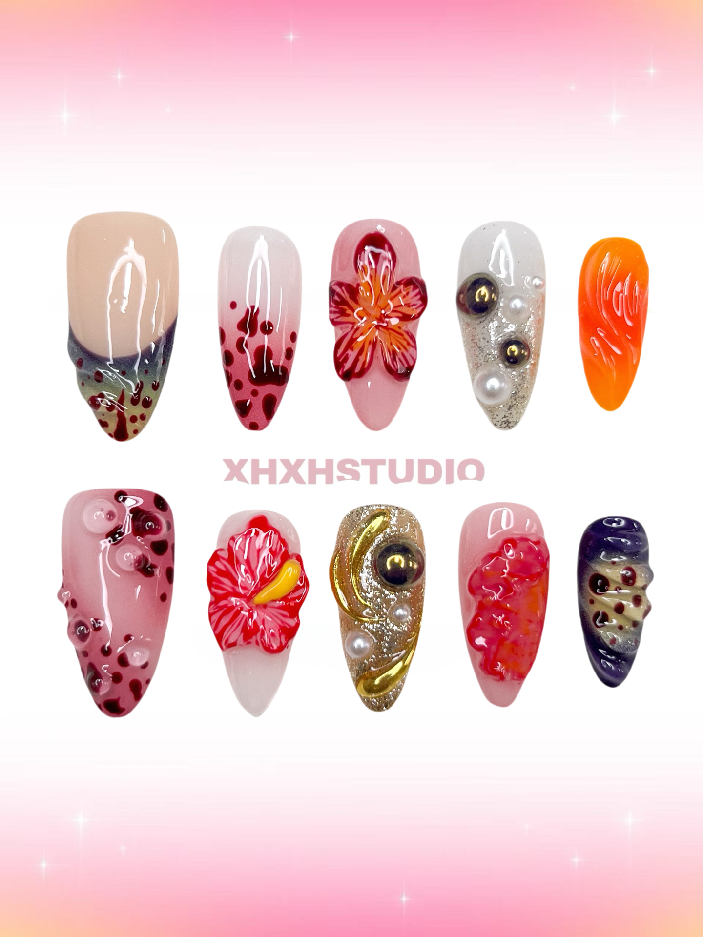Colorful Flower - rhyme Nail Art