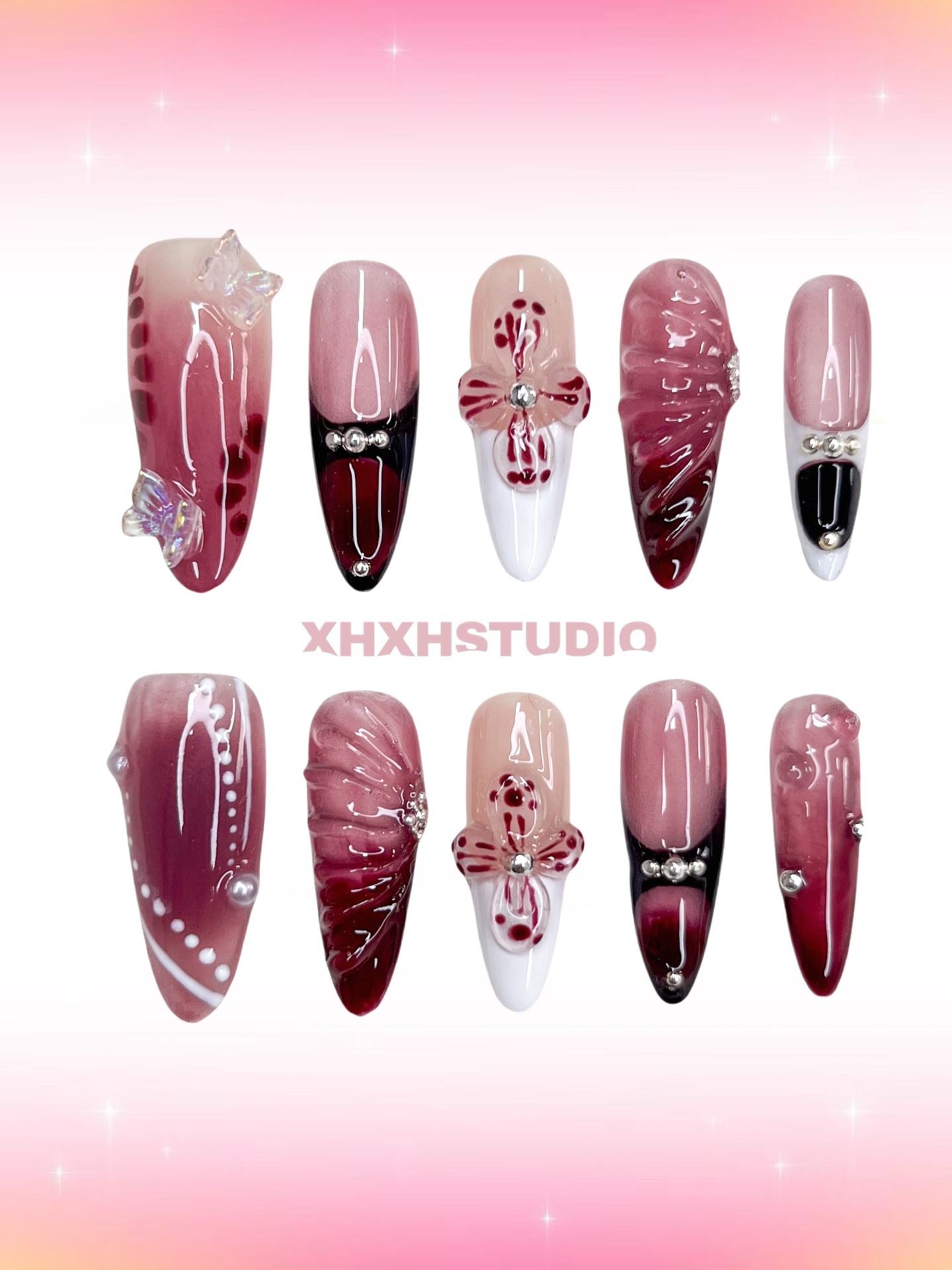 Rose - rhyme Butterfly Shadow Nail Art