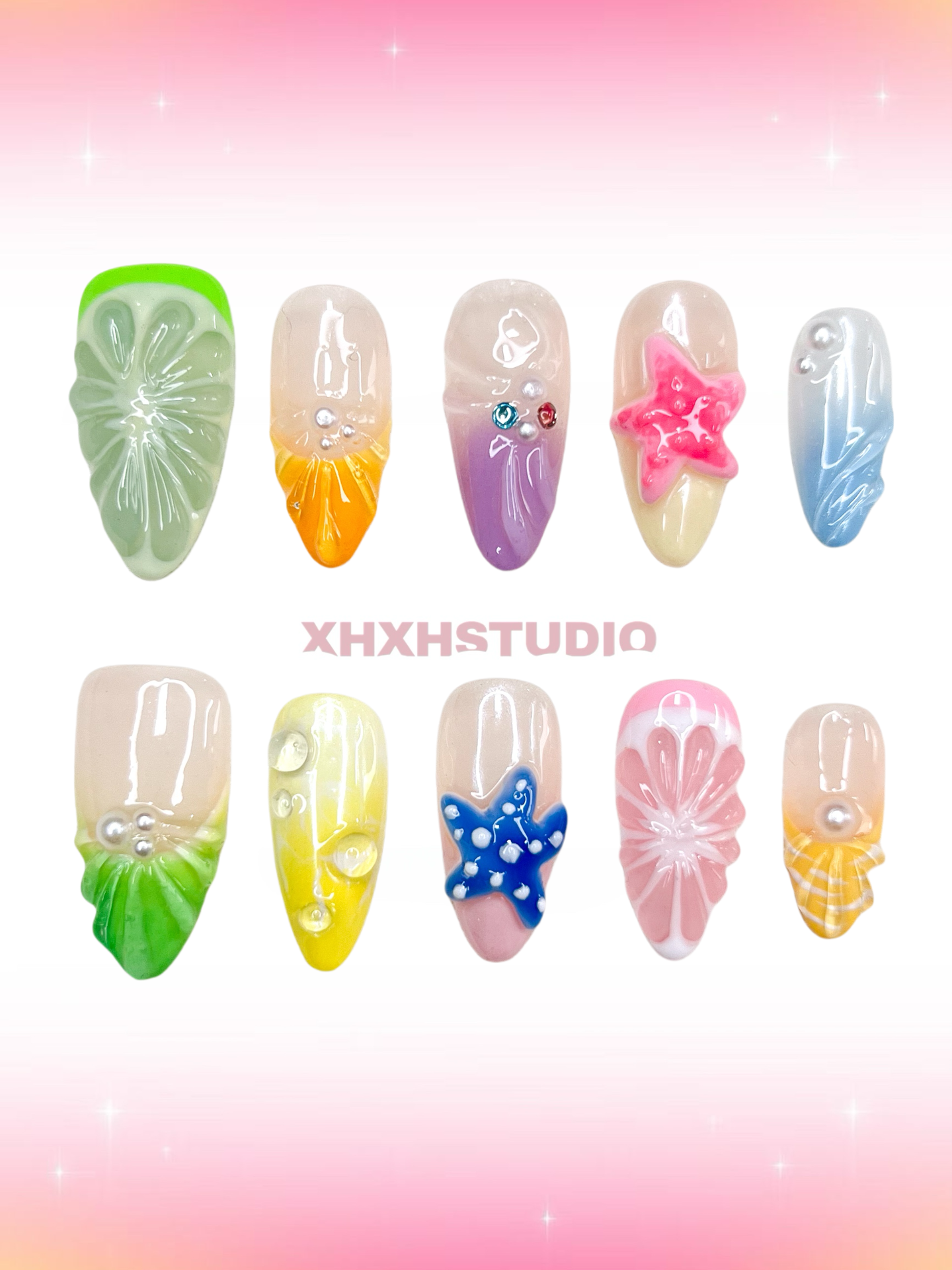 Colorful Ocean Nail Art