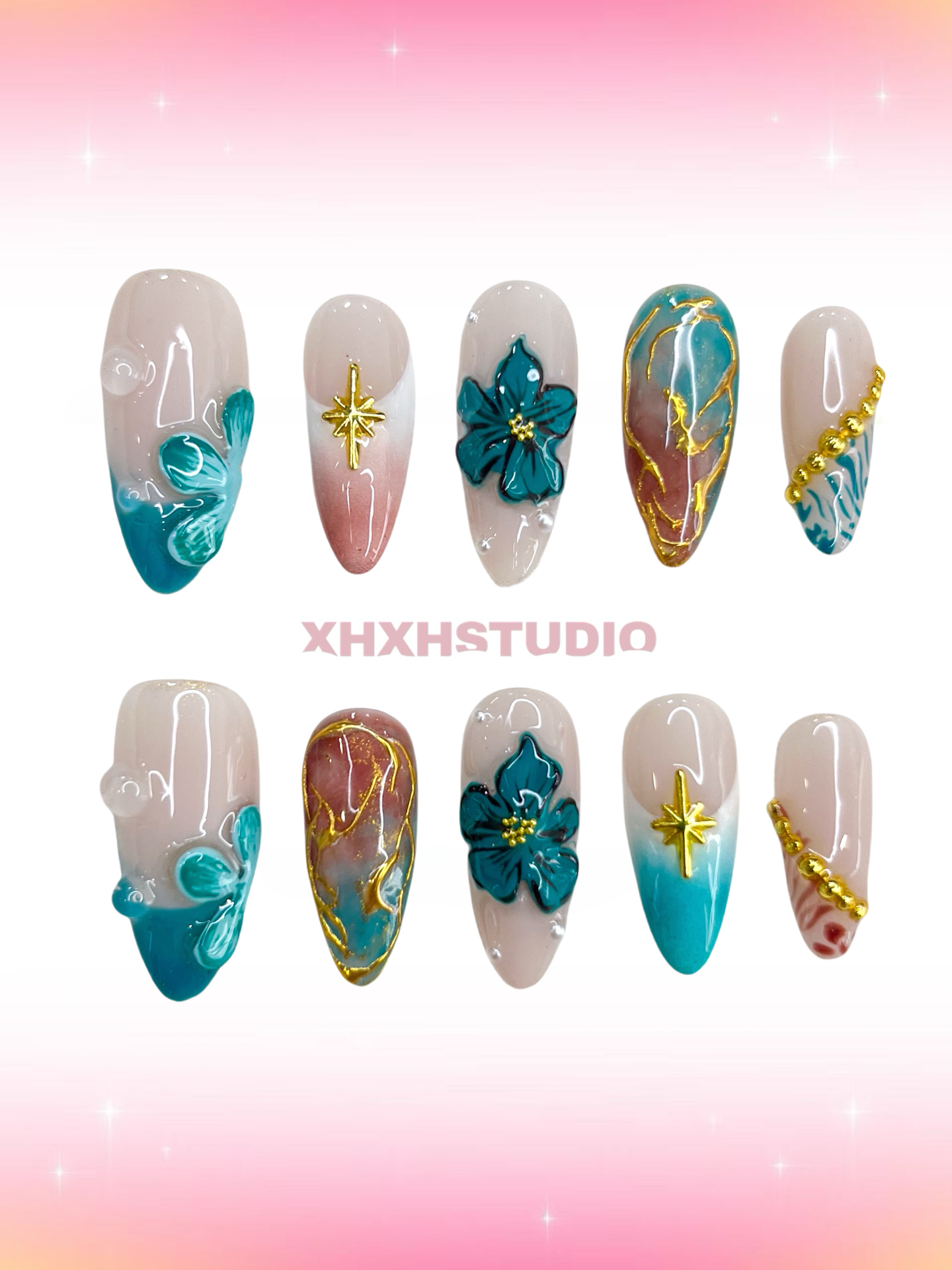 Fantasy Color Floral Nail Art