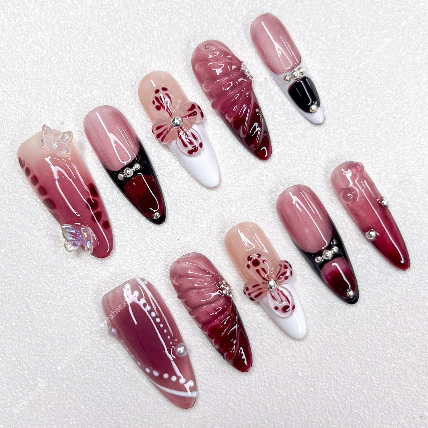 Rose - rhyme Butterfly Shadow Nail Art