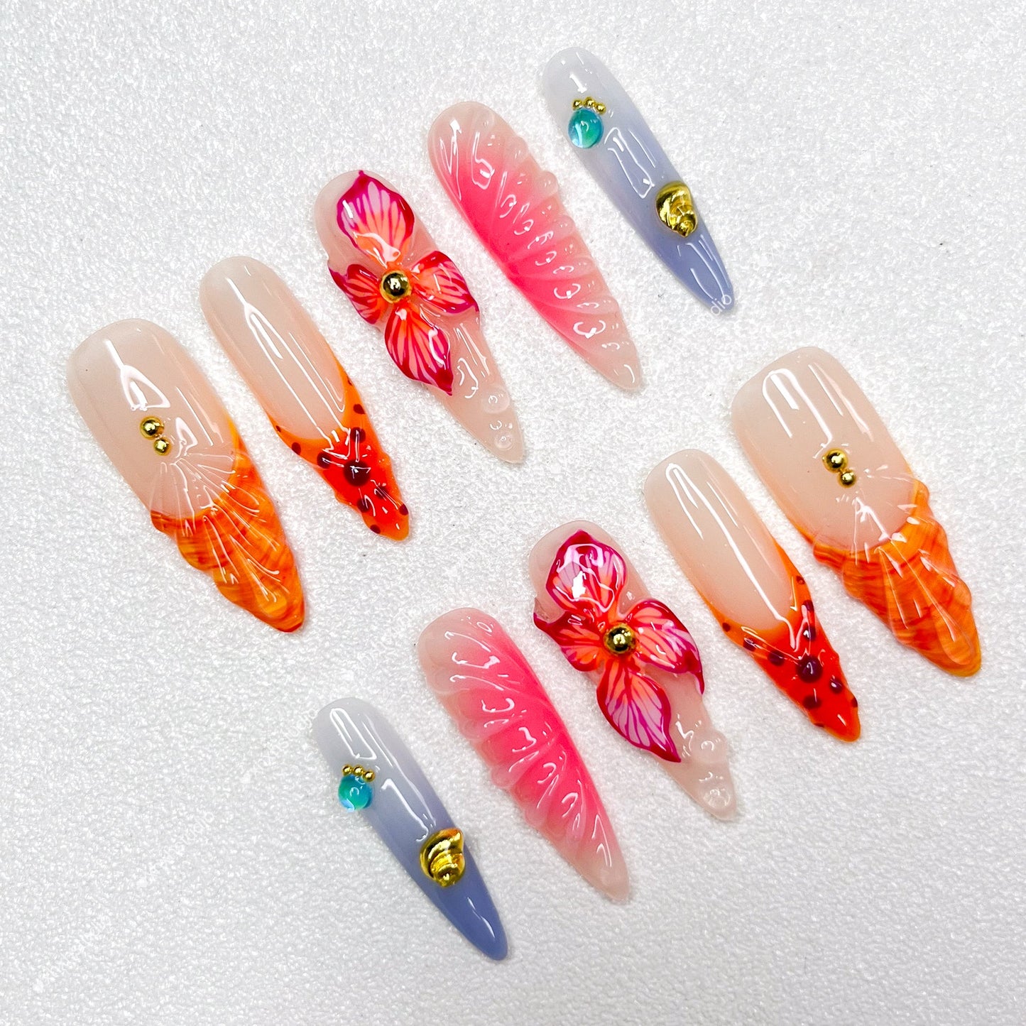 Orange - pink Dreamy Nail Art