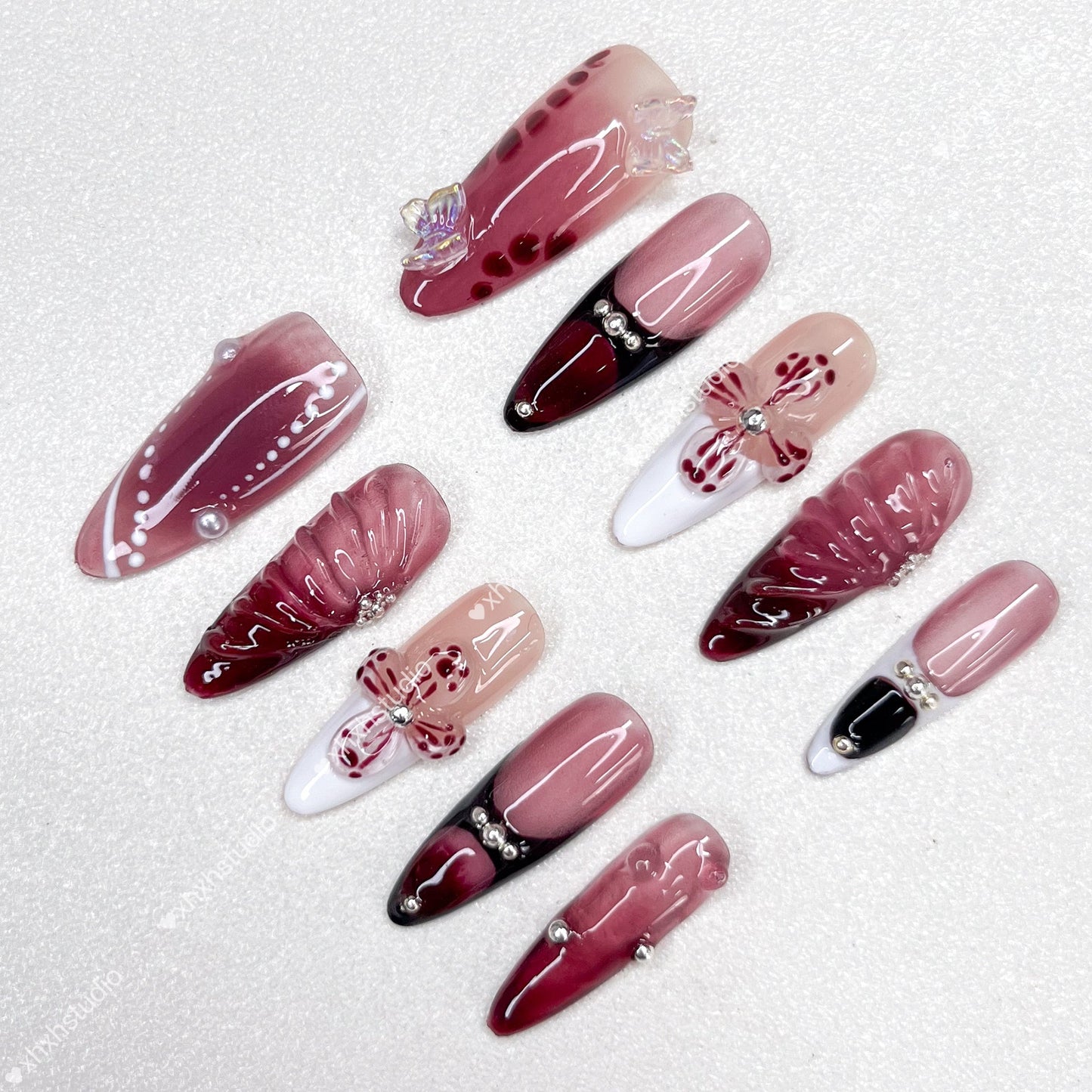 Rose - rhyme Butterfly Shadow Nail Art