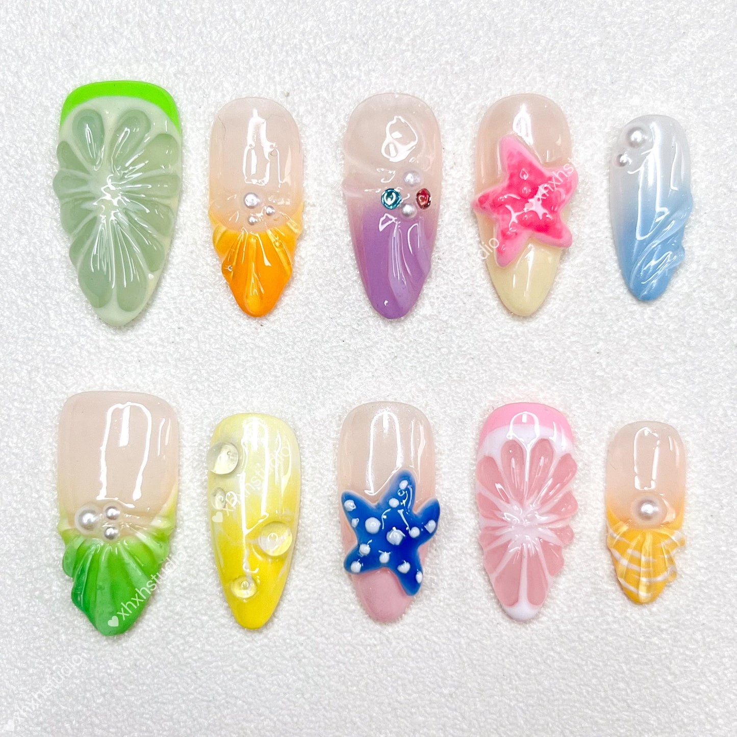 Colorful Ocean Nail Art
