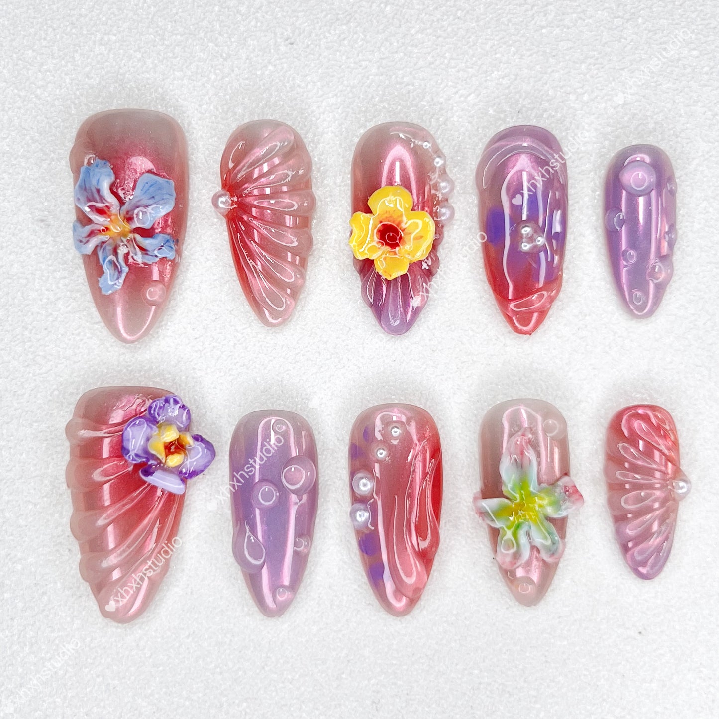 Fantasy Color Flower Shadow Nail Art