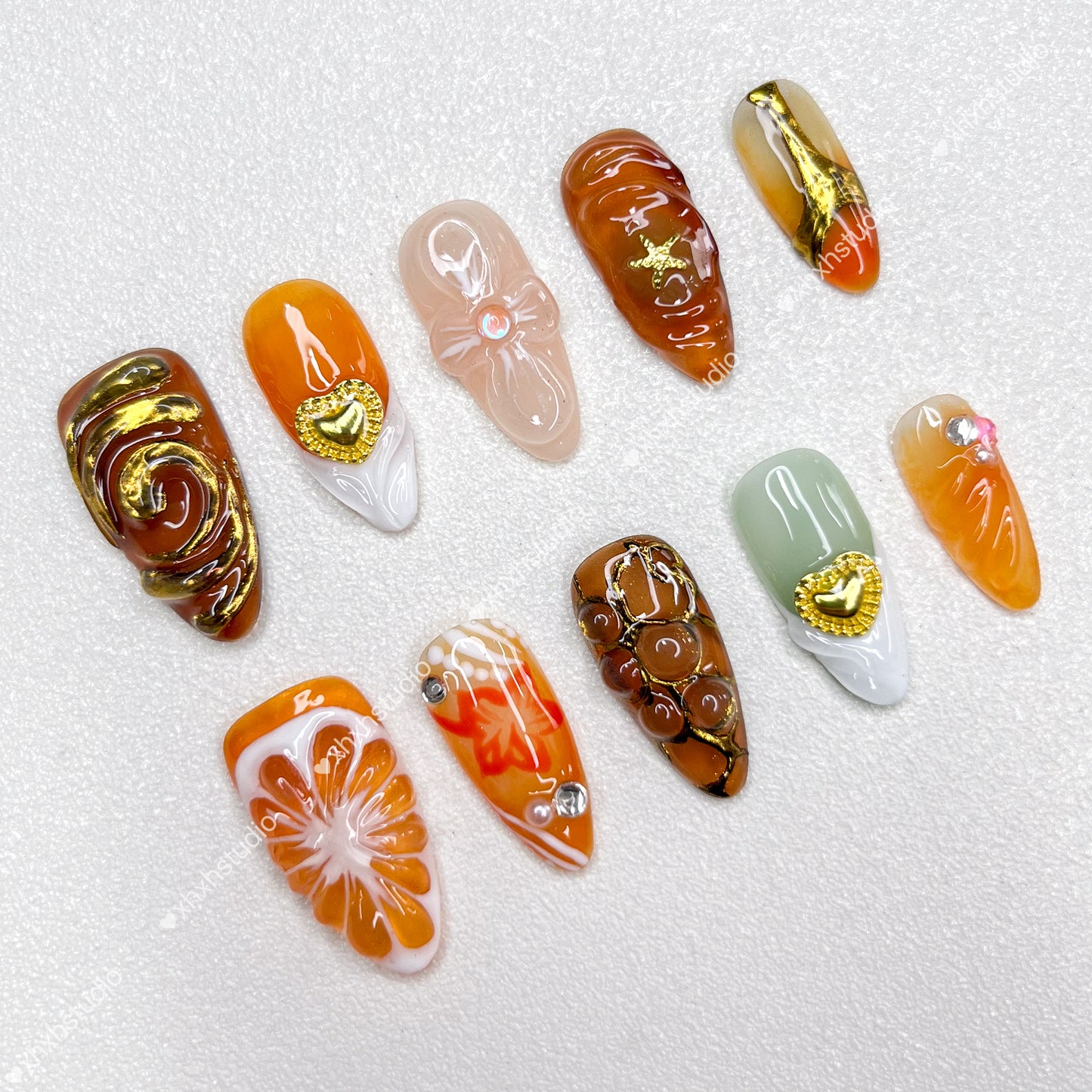 Golden - rhyme Warm Color Nail Art