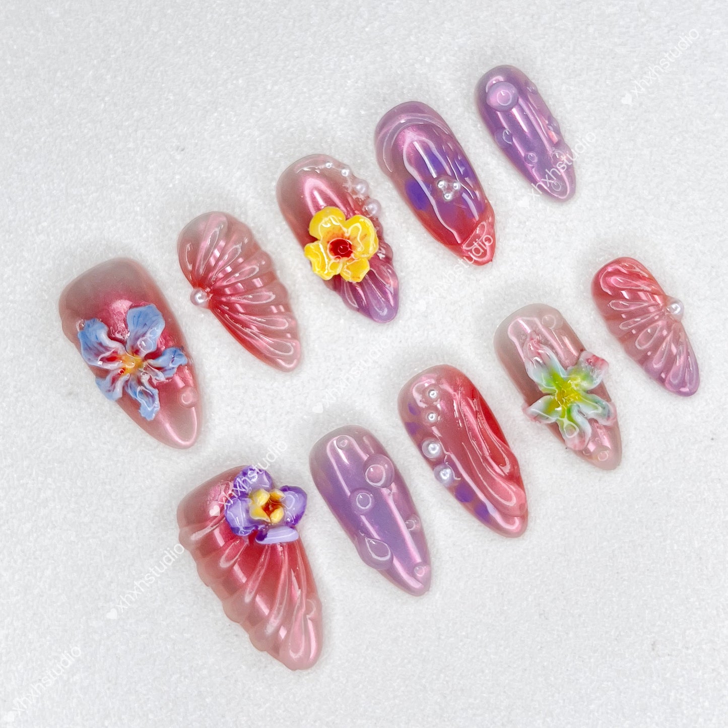 Fantasy Color Flower Shadow Nail Art