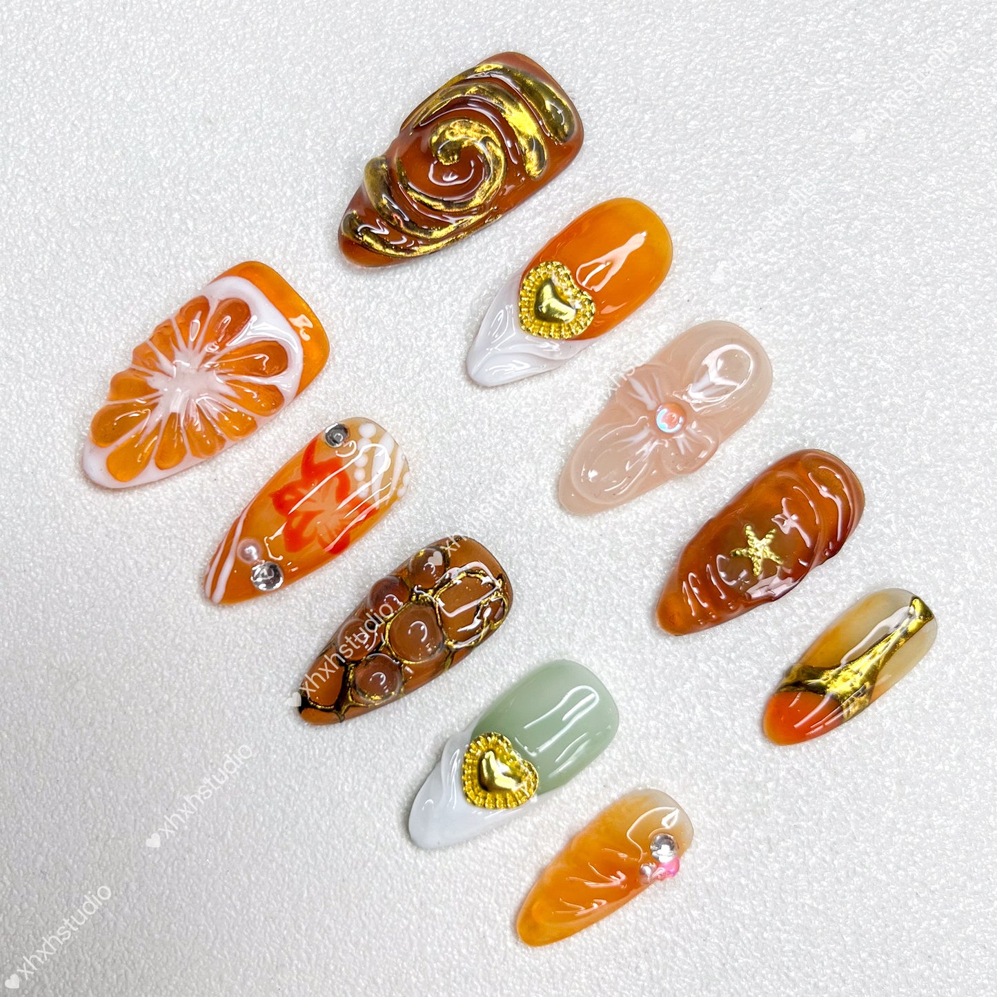 Golden - rhyme Warm Color Nail Art