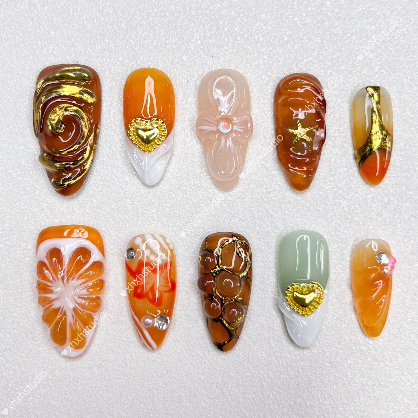 Golden - rhyme Warm Color Nail Art