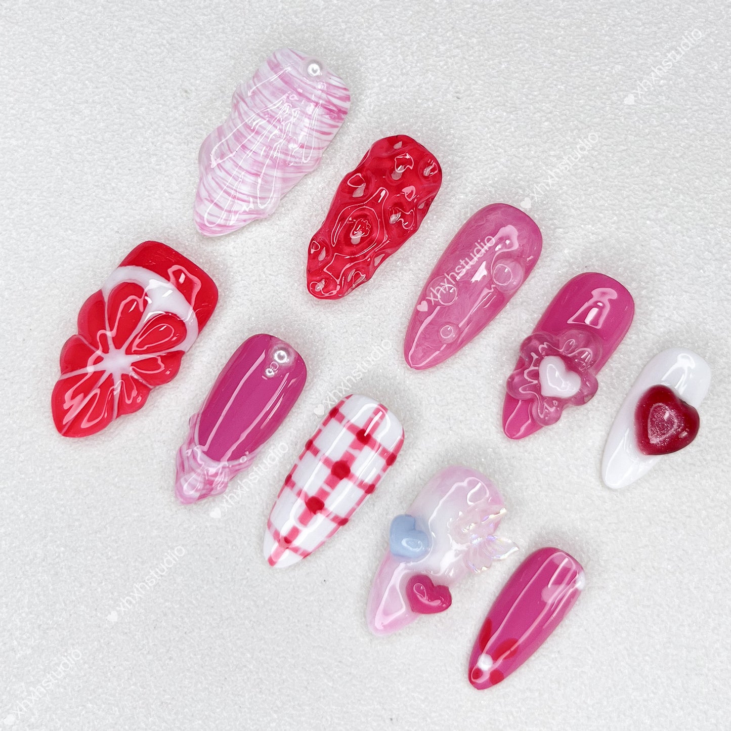 Sweet Pink Love Heart Nail Art