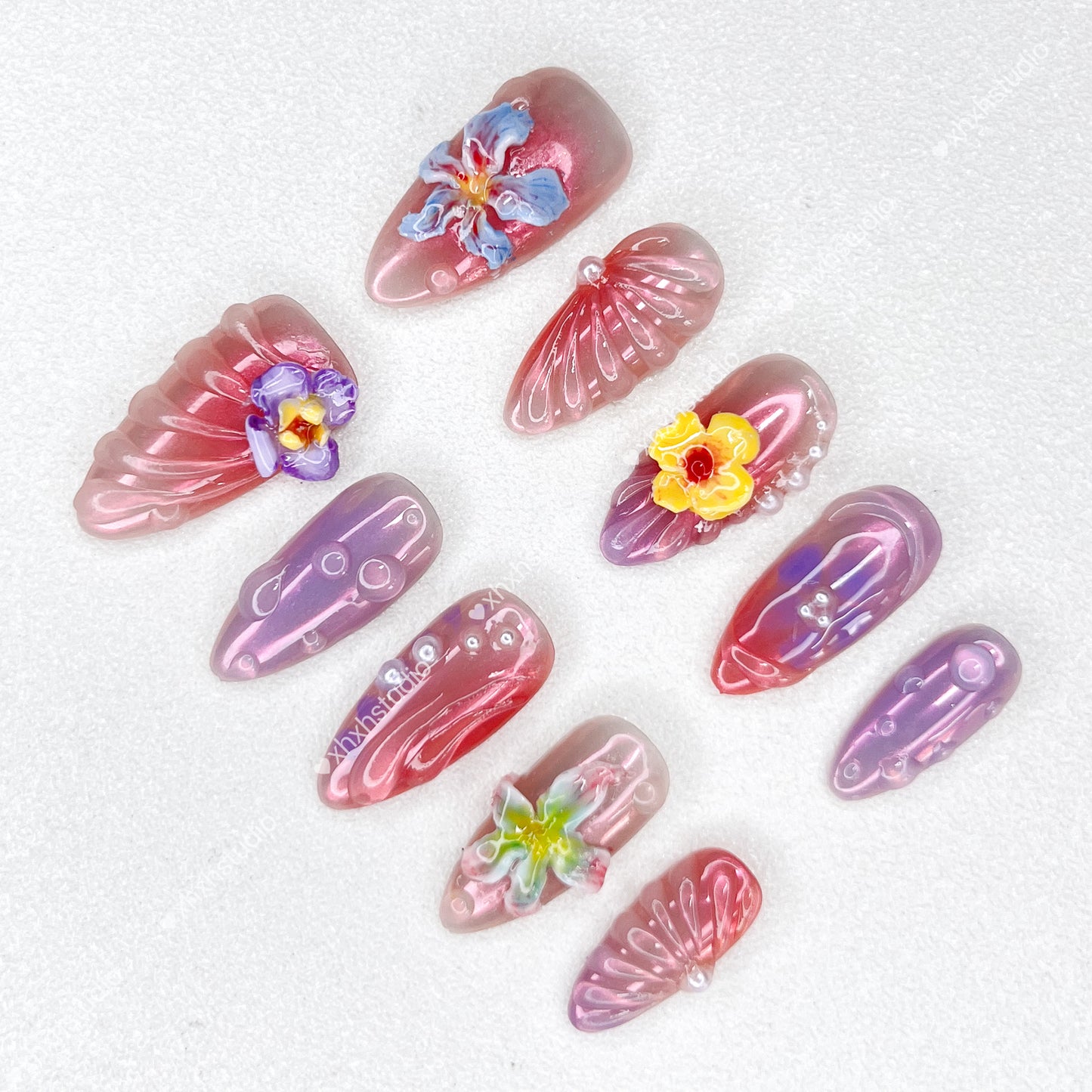Fantasy Color Flower Shadow Nail Art