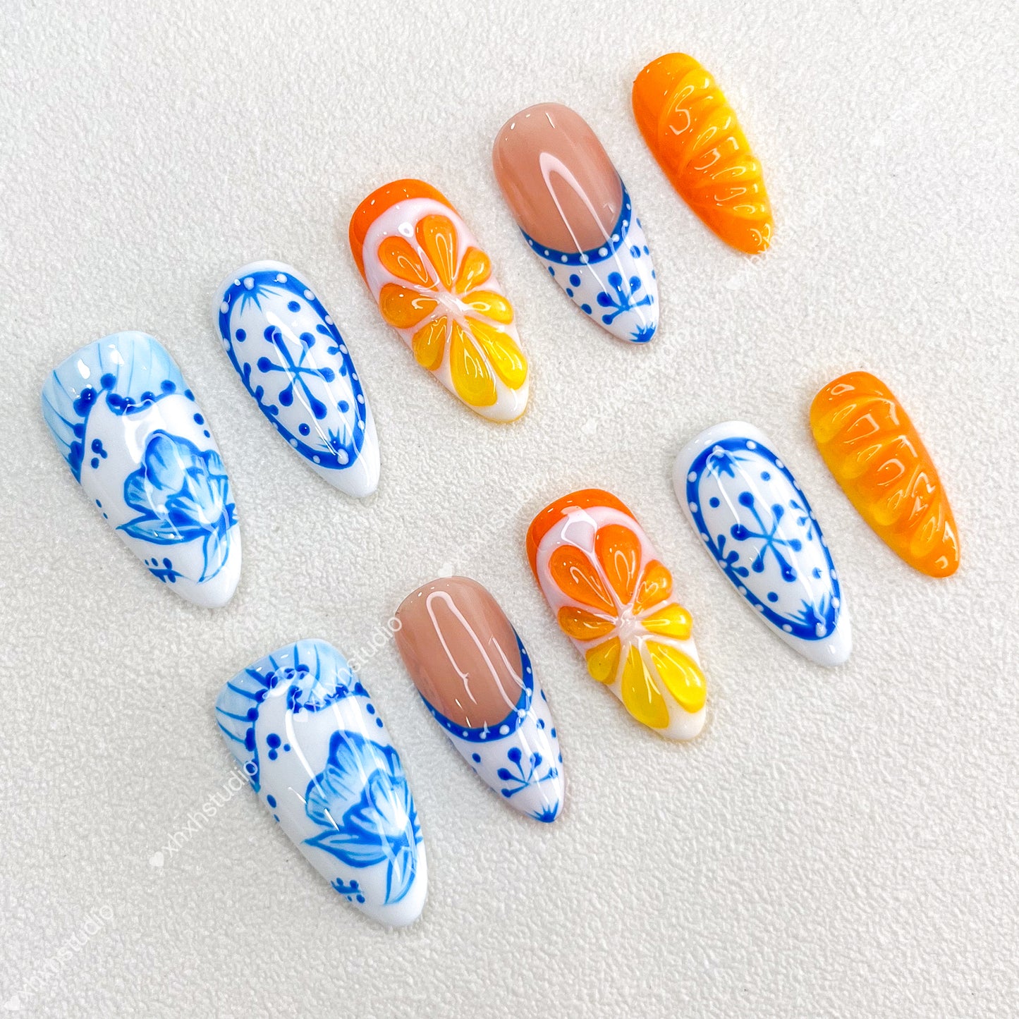 Blue - rhyme Porcelain - flower Nail Art