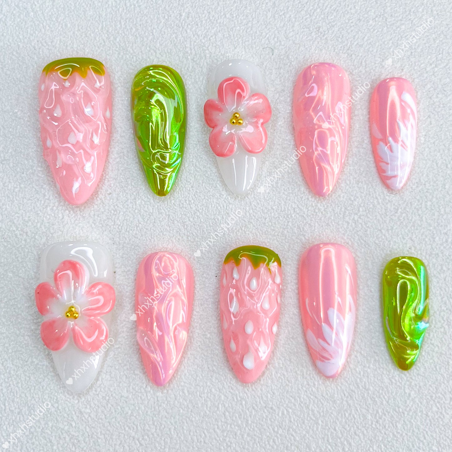 Pink - green Sweet Dream Nail Art