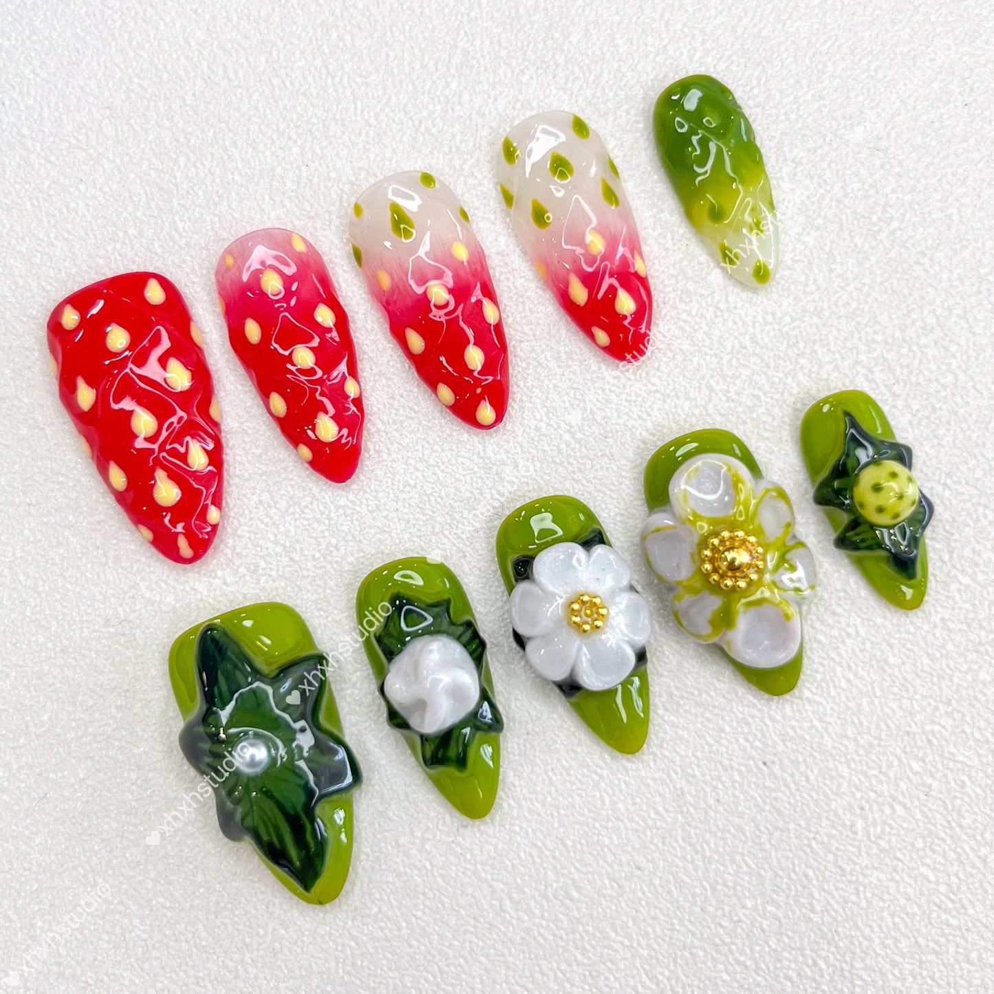 Strawberry - flower Sweet Fun Nail Art