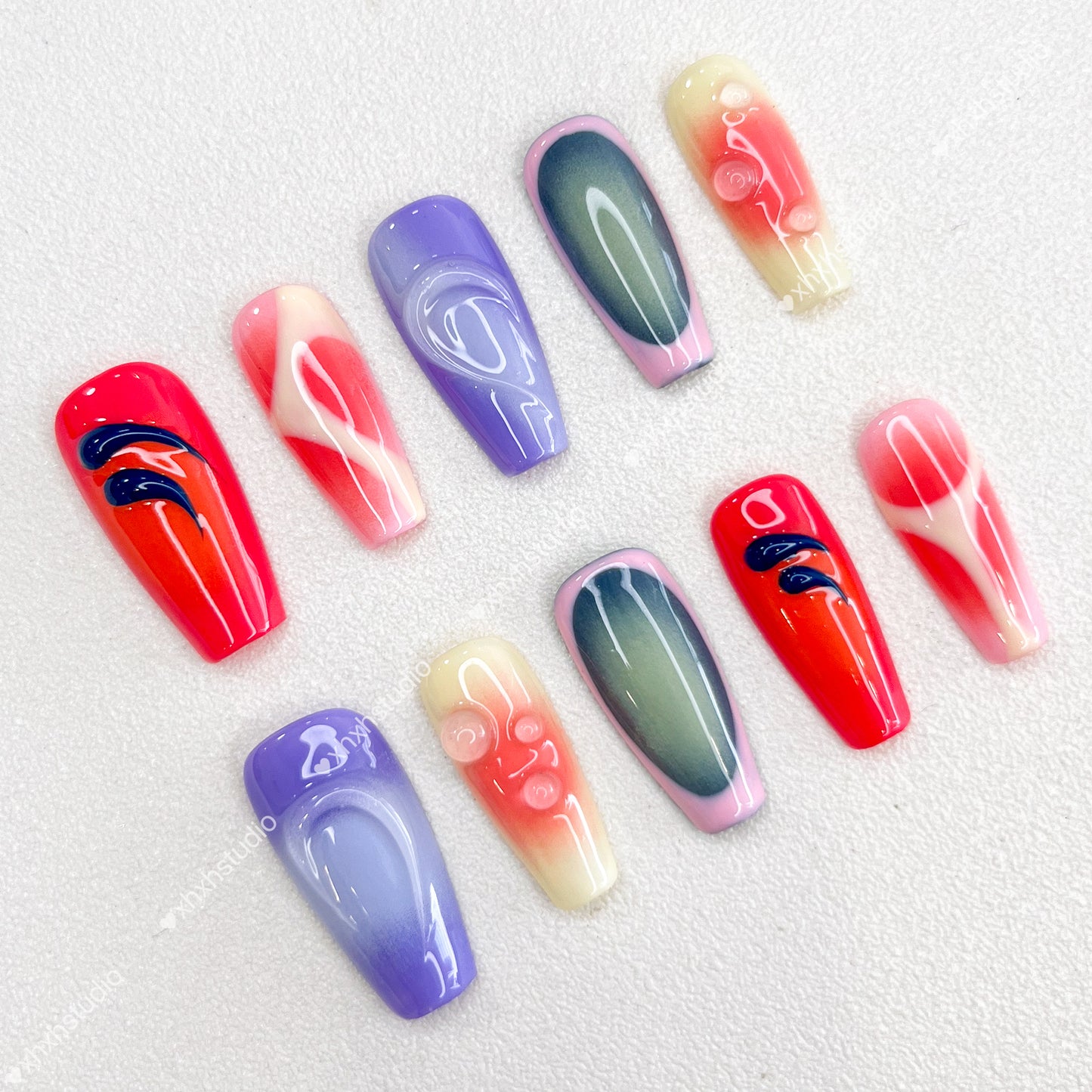 Dazzling Color Flow Nail Art