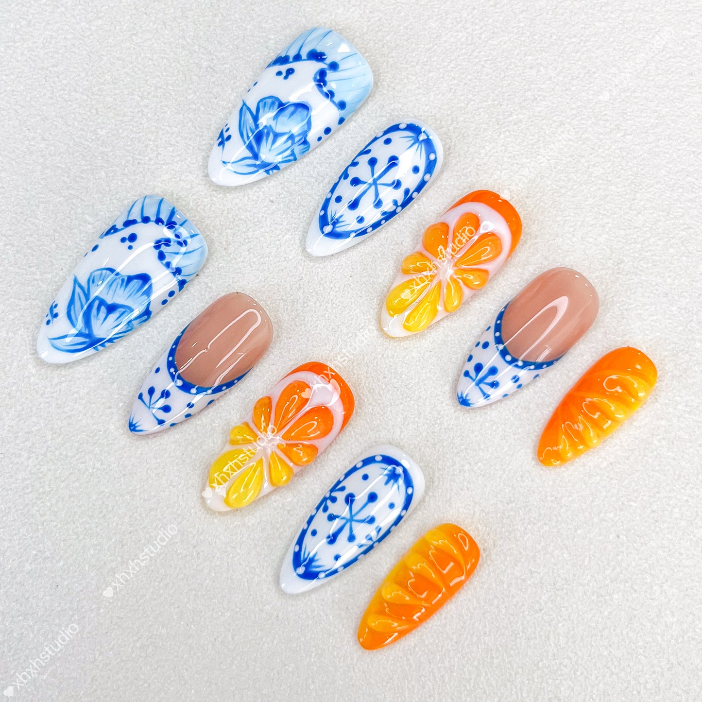 Blue - rhyme Porcelain - flower Nail Art