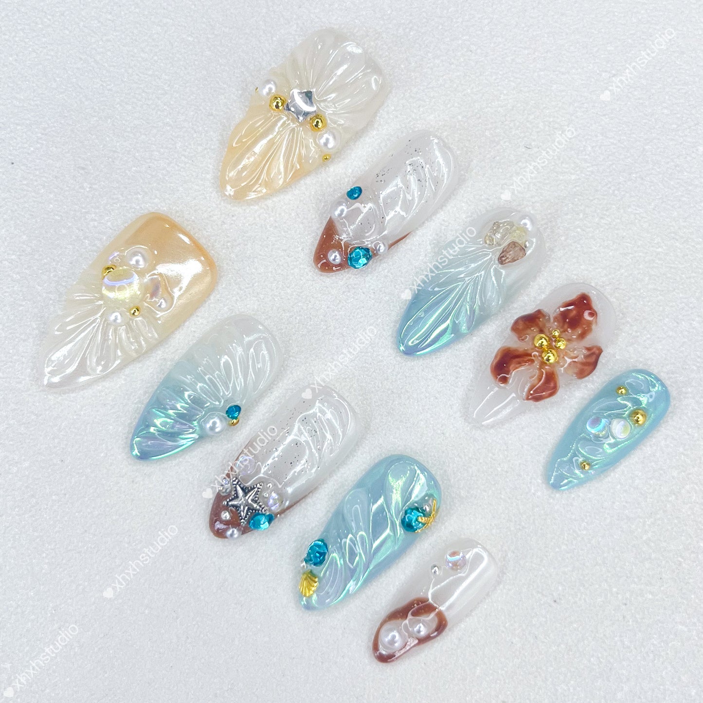 Glazed Color Marine Rhythm Nail Art