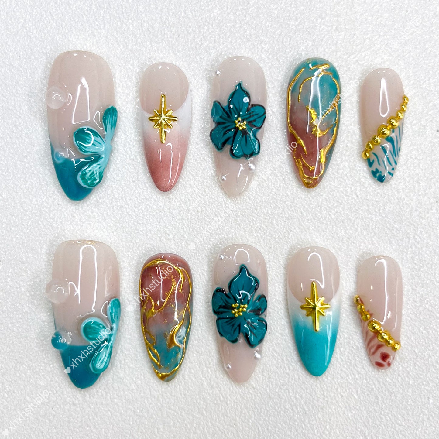 Star - flower Fantasy Color Nail Art