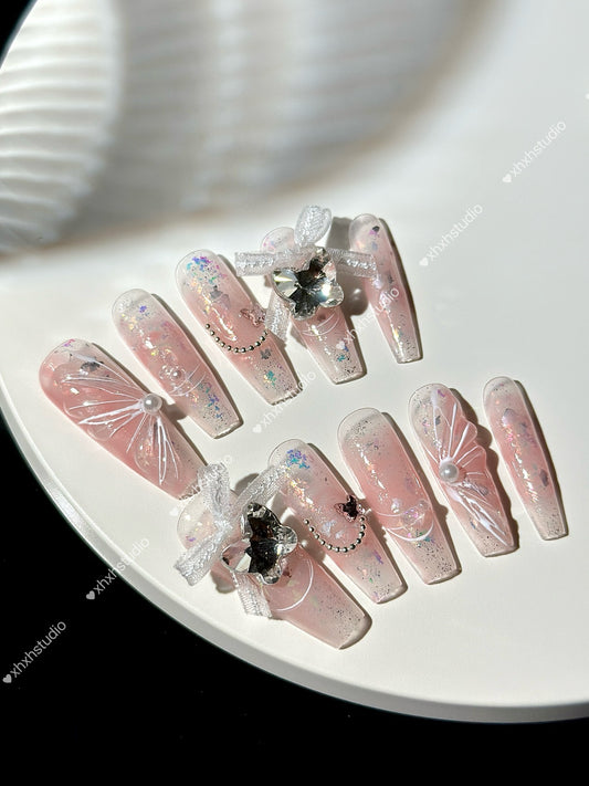 Pink Sakura Fantasy Butterfly Nail Art