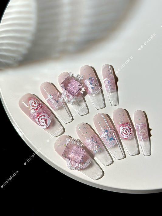 Pink Crystal Dream Nail Art