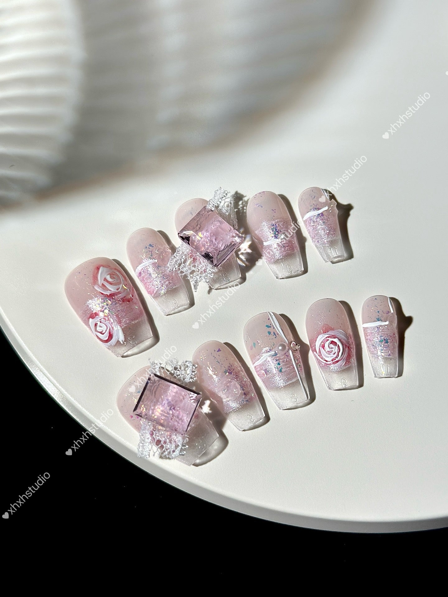 Fantasy Pink Rose Nail Art