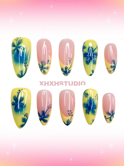 Flower - like Pink - yellow Nail Art