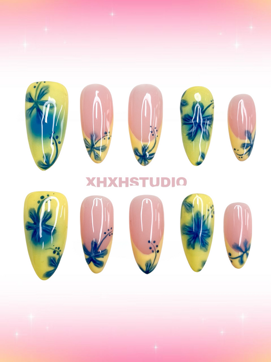 Flower - like Pink - yellow Nail Art