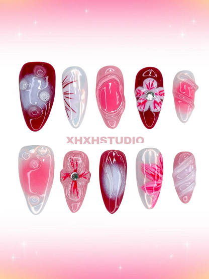 Crimson Dream Soft Color Nail Art