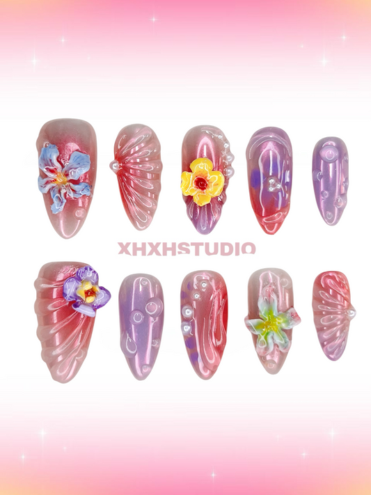 Fantasy Color Flower Shadow Nail Art