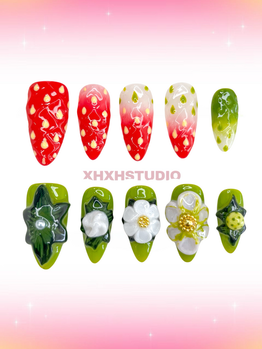 Strawberry - flower Sweet Fun Nail Art