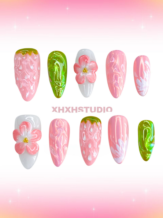 Pink - green Sweet Dream Nail Art