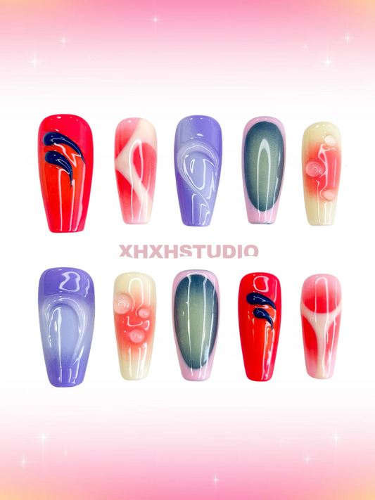 Dazzling Color Flow Nail Art