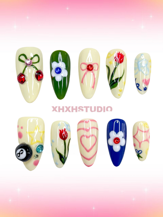 Cute Flower - adorned Nail Art