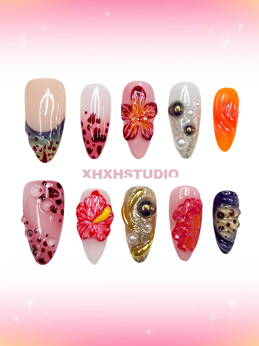 Colorful Flower - rhyme Nail Art