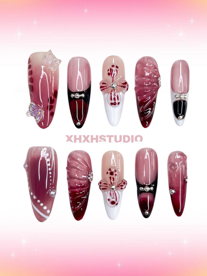 Rose - rhyme Butterfly Shadow Nail Art