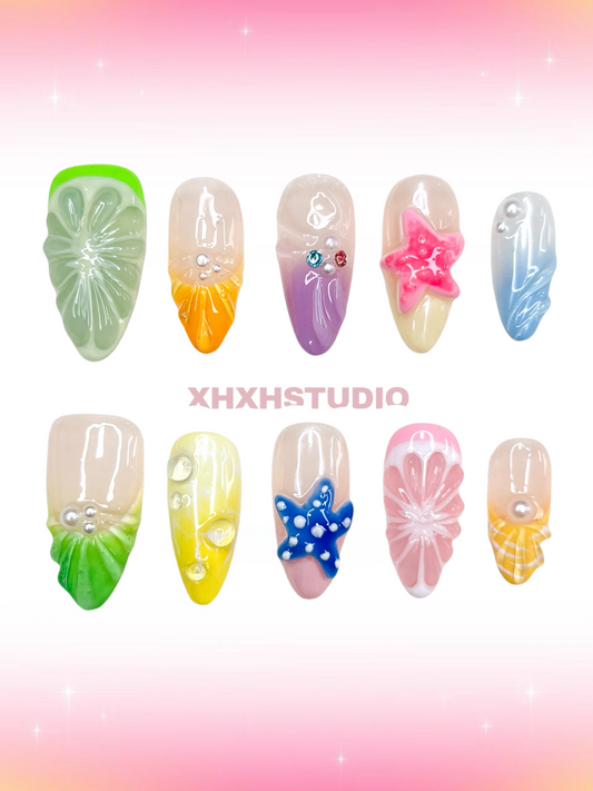Colorful Ocean Nail Art