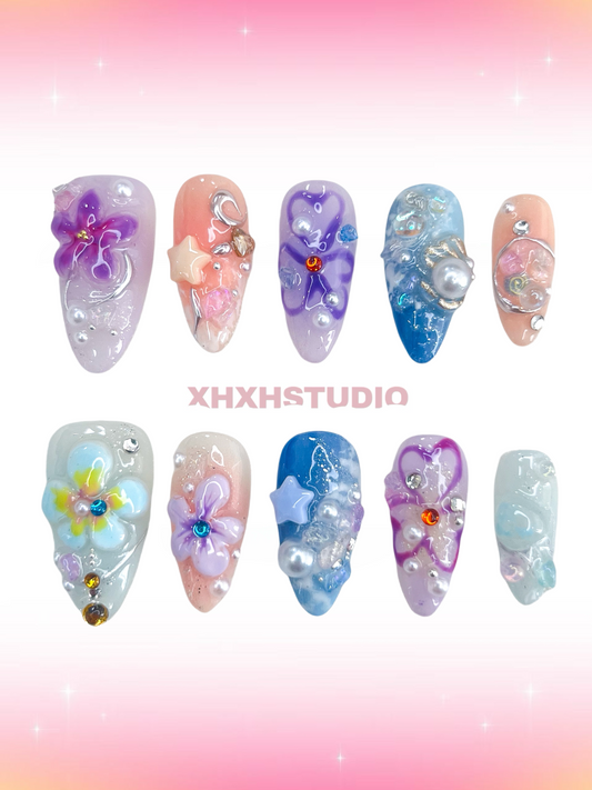 Fantasy Color Star - flower Nail Art