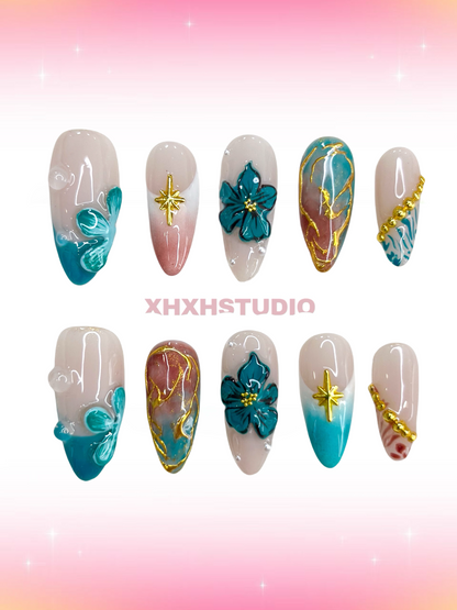 Fantasy Color Floral Nail Art