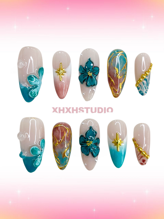 Star - flower Fantasy Color Nail Art
