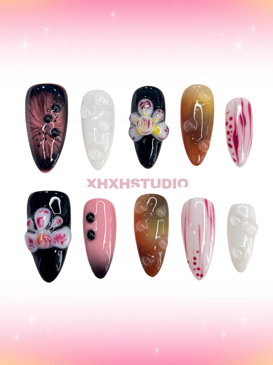 Fantasy Color Glazed Flower Nail Art