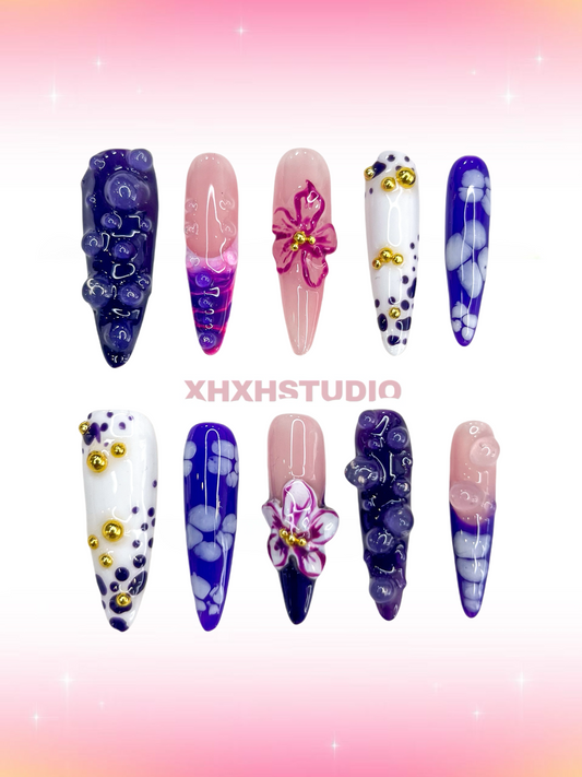 Purple - charm Flower Shadow Nail Art