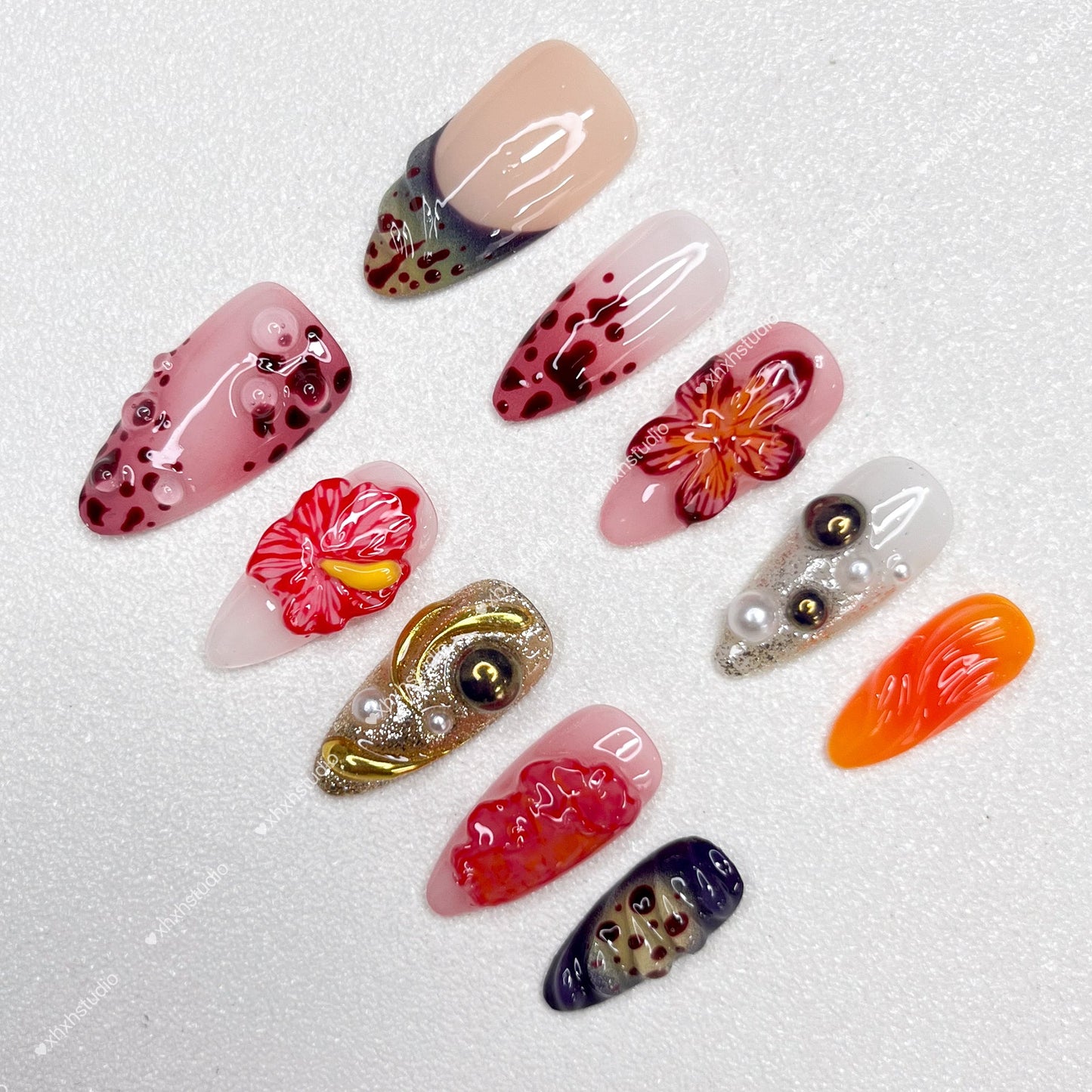 Colorful Flower - rhyme Nail Art