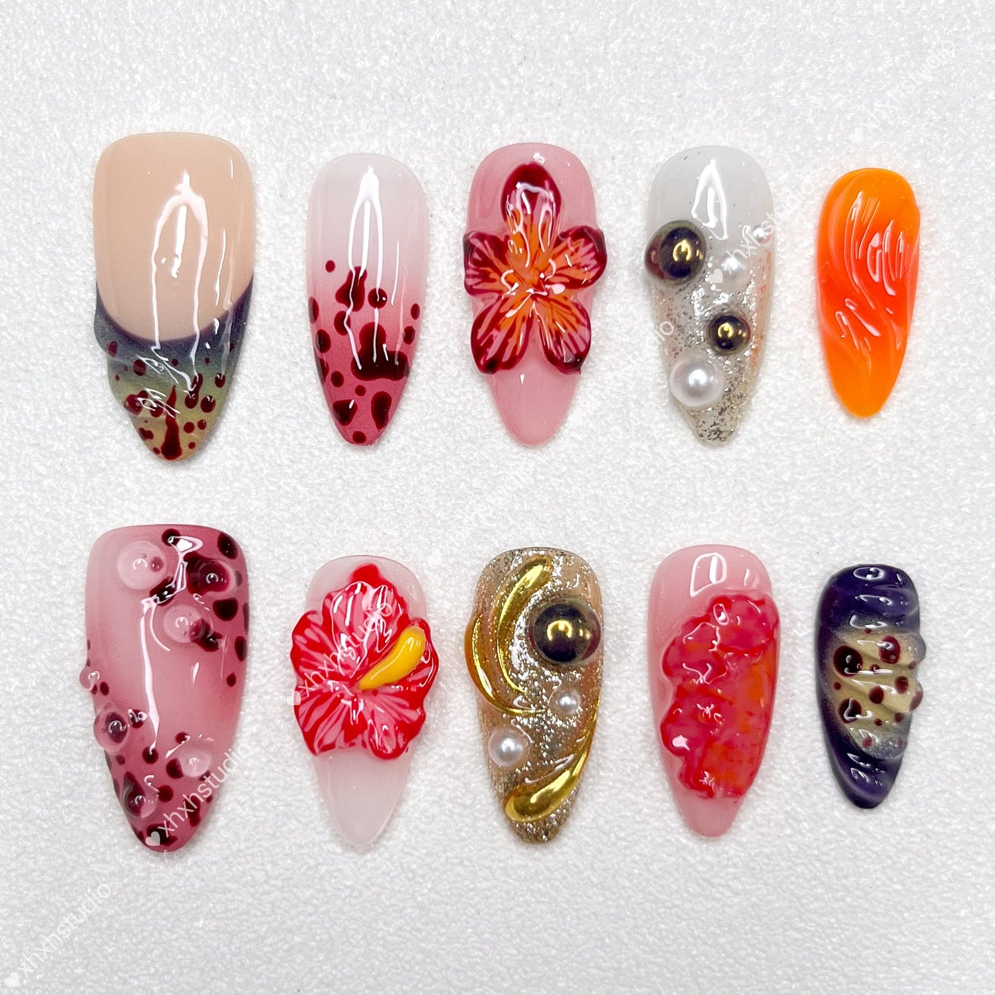 Colorful Flower - rhyme Nail Art